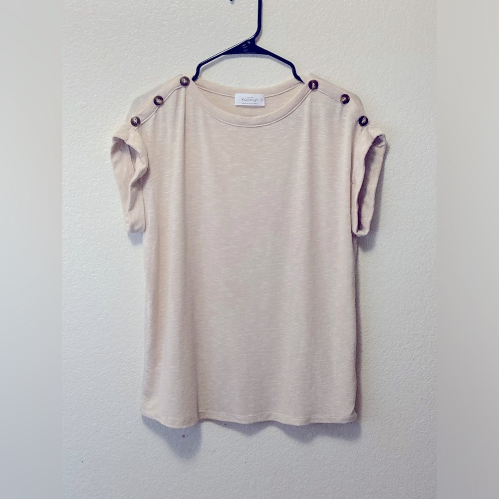 Kaileigh Oatmeal Button Detail Blouse!